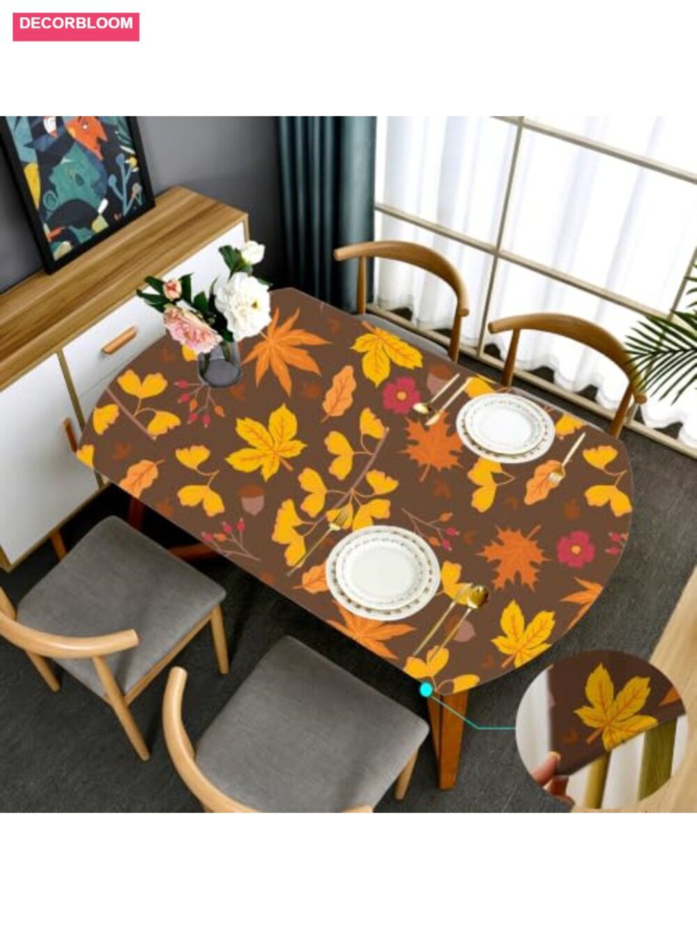 Oval Fitted Elastic Tablecloth 48x72 Farmhouse